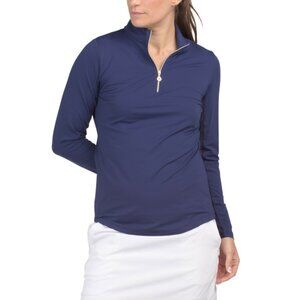 G LIFESTYLE True Navy Upf 50 Long Sleeve Half Zip Mock Neck Jacket